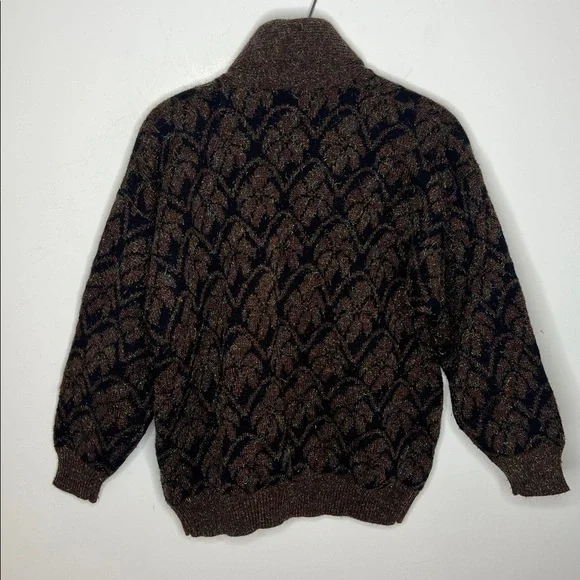 Vintage Metallic Eyelash Knit Cardigan WK Lung Kong Co Red Button Shawl Collar - Picture 5 of 11